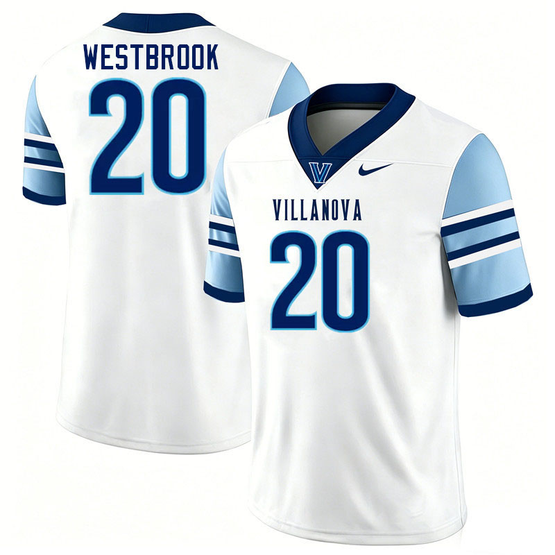 Villanova Wildcats #20 Brian Westbrook College Football Jerseys,Uniforms-White
